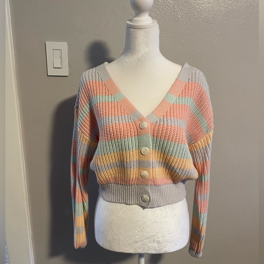 Pastel colors button up sweater